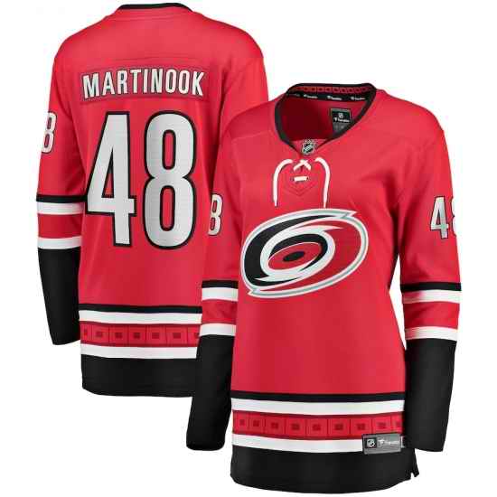 Womens Adidas Carolina Hurricanes #48 Jordan Martinook Premier Red Home NHL Jersey->women nhl jersey->Women Jersey