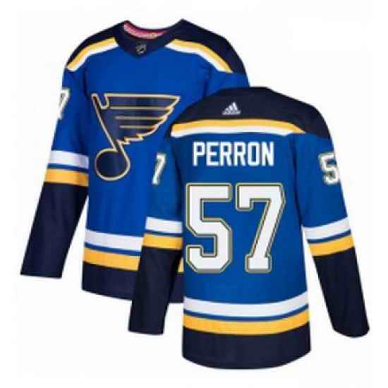 Youth Adidas St Louis Blues #57 David Perron Authentic Royal Blue Home NHL Jersey