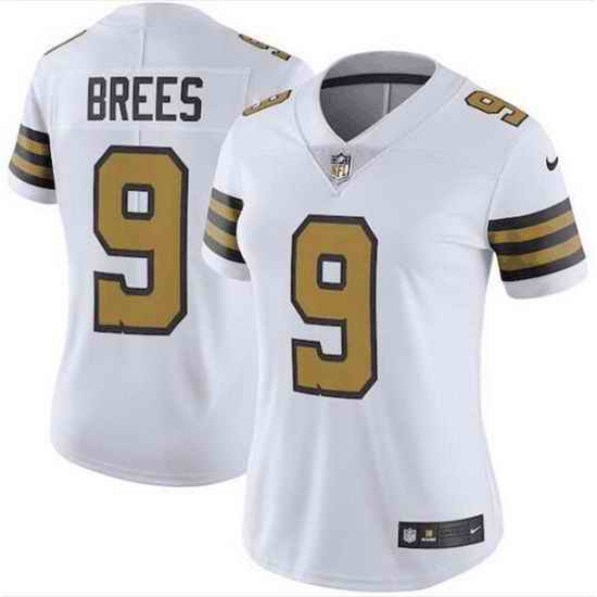Women New Orleans Saints #9 Drew Brees White Color Rush Limited Stitched Jersey->women nfl jersey->Women Jersey