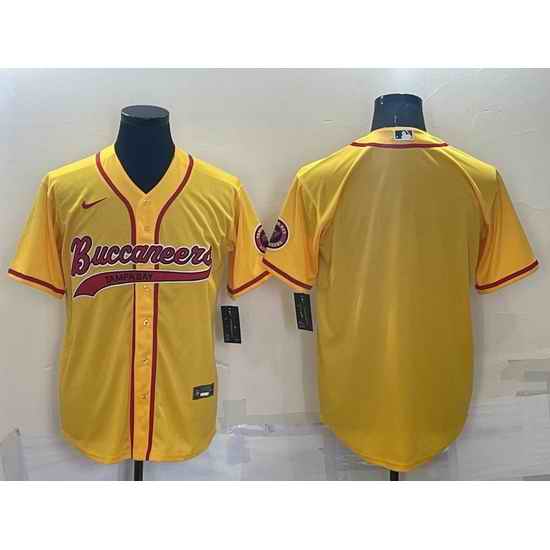 Men Tampa Bay Buccaneers Blank Yellow Cool Base Stitched Baseball Jersey->hall of fame 50th patch->NFL Jersey