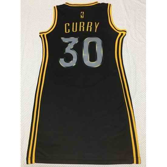 Women Golden Warriors #30 Stephen Curry Dress Stitched Jersey Black II->nba women dress jersey->NBA Jersey