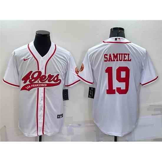 Men San Francisco 49ers #19 Deebo Samuel White With Patch Cool Base Stitched Baseb->san francisco 49ers->NFL Jersey