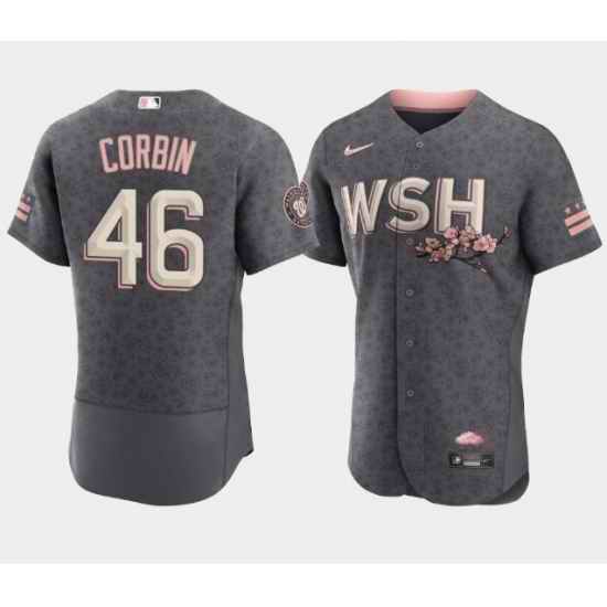 Men Washington Nationals #46 Patrick Corbin 2022 Grey City Connect Cherry Blossom Flex Base Stitched MLB jersey->washington nationals->MLB Jersey