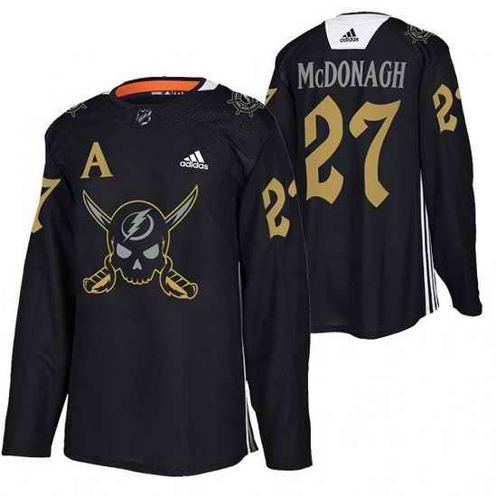 Men Tampa Bay Lightning #27 Ryan McDonagh Black Gasparilla Inspired Pirate Themed Warmup Stitched jersey->tampa bay lightning->NHL Jersey