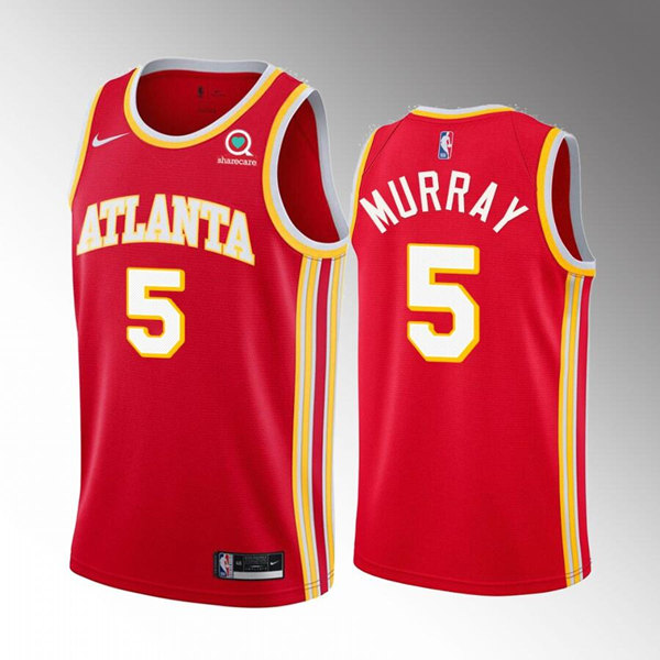 Men's Atlanta Hawks #5 Dejounte Murray Red Stitched Jersey->atlanta hawks->NBA Jersey