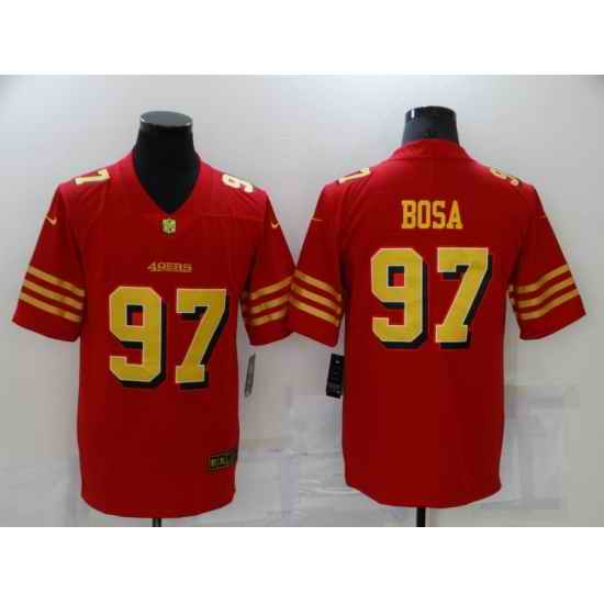 Men's San Francisco 49ers #97 Nick Bosa Red Gold Untouchable Limited Jersey->women nfl jersey->Women Jersey