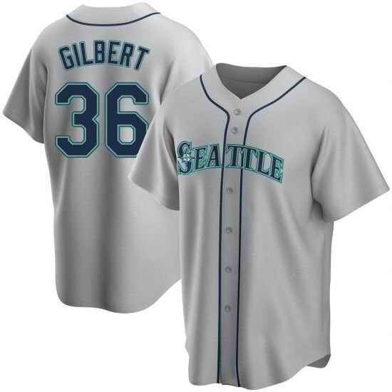 Men Seattle Mariners #36 Logan Gilbert Gray Cool Base Stitched Jersey->seattle mariners->MLB Jersey