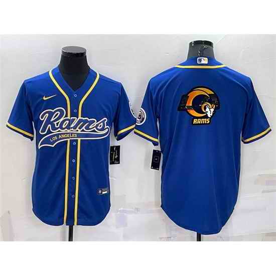 Men Los Angeles Rams Royal Team Big Logo With Patch Cool Base Stitched Baseball Jersey->los angeles rams->NFL Jersey