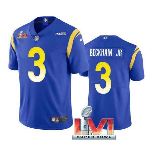 Nike Rams #3 Odell Beckham Jr. Royal 2022 Super Bowl LVI Vapor Limited Jersey->los angeles rams->NFL Jersey