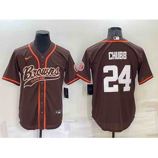 Men Cleveland Browns #24 Nick Chubb Brown Stitched Jersey->cleveland browns->NFL Jersey