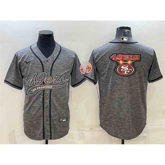 Men San Francisco 49ers Grey Team Big Logo With Patch Cool Base Stitched Baseball Jersey->tampa bay buccaneers->NFL Jersey