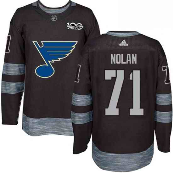 Mens Adidas St Louis Blues #71 Jordan Nolan Authentic Black 1917 2017 100th Anniversary NHL Jersey->st.louis blues->NHL Jersey