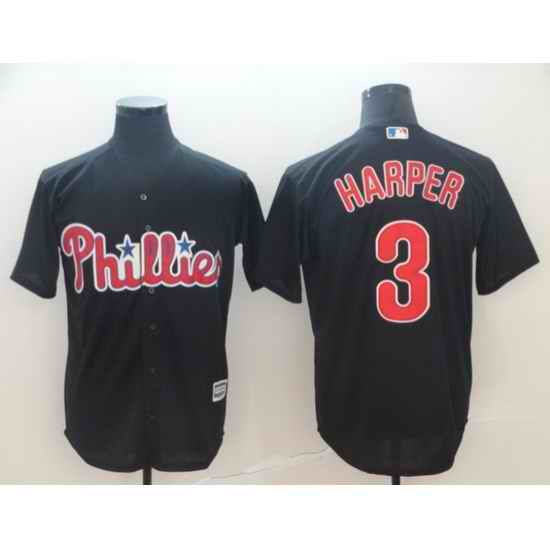 Men Philadelphia Phillies #3 Bryce Harper Black Cool Base Stitched jersey->philadelphia phillies->MLB Jersey