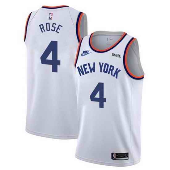 Men New Yok New York Knicks #4 Derrick Rose 2021 2022 White City Edition Stitched Jersey->brooklyn nets->NBA Jersey