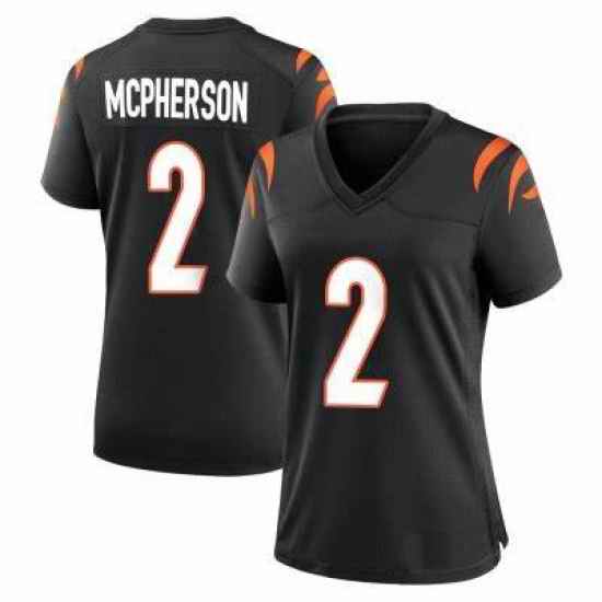 Women Cincinnati Bengals #2 Evan McPherson 2021 Black Vapor Limited Stitched NFL Jersey->women nfl jersey->Women Jersey