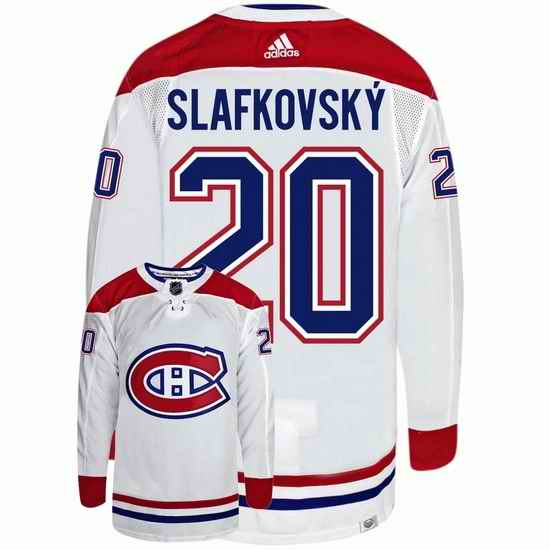 Men Montreal Canadiens #20 Juraj Slafkovsky White Stitched Jersey->montreal canadiens->NHL Jersey