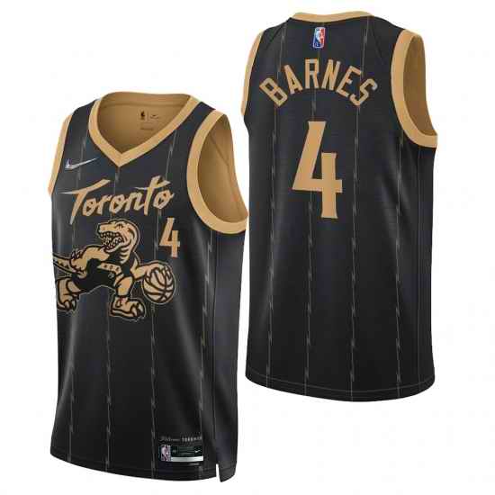 Men's Toronto Raptors #4 Scottie Barnes 2021-22 75th Anniversary City Edition Black Swingman Jersey->toronto raptors->NBA Jersey