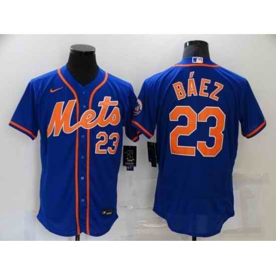 Men's Nike New York Mets #23 Javier B??ez Blue Elite Authentic Baseball Jersey->new york mets->MLB Jersey
