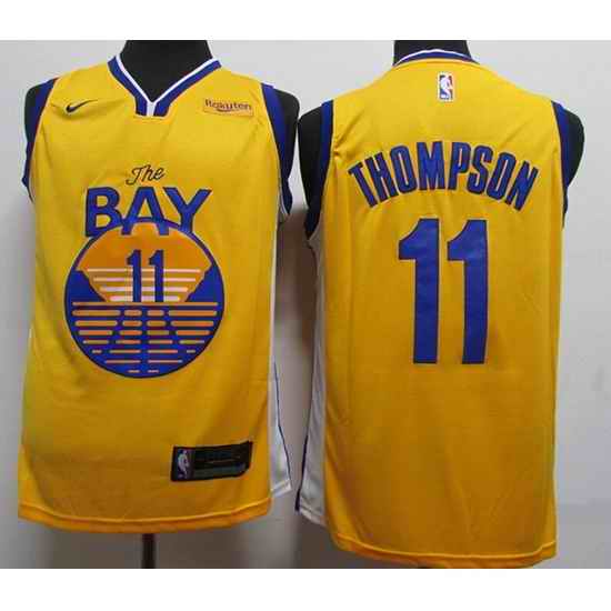 Toddler Nike NBA Golden State Warriors #11 Klay Thompson Yellow Jersey->toronto raptors->NBA Jersey