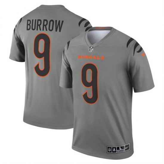 Men Cincinnati Bengals #9 Joe Burrow Gray Stitched Football Jersey->cincinnati bengals->NFL Jersey