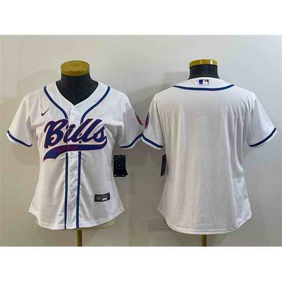 Women Buffalo Bills Blank White With Patch Cool Base Stitched Baseball Jersey->women nfl jersey->Women Jersey