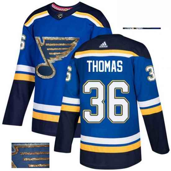 Mens Adidas St Louis Blues #36 Robert Thomas Authentic Royal Blue Fashion Gold NHL Jersey->st.louis blues->NHL Jersey