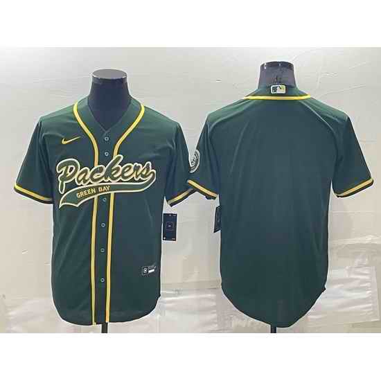 Men Green Bay Packers Blank Green Cool Base Stitched Baseball Jersey->green bay packers->NFL Jersey