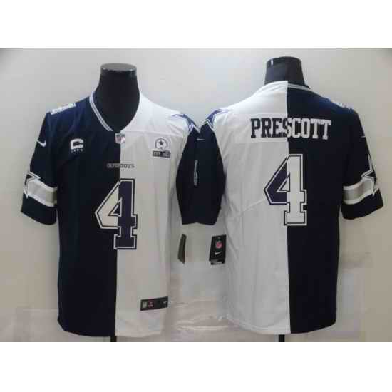 Men Nike Cowboys #21 Ezekiel Elliott Navy Blue White Stitched NFL Elite Split Jersey->pittsburgh steelers->NFL Jersey