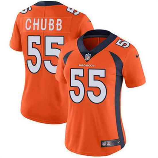 Women Denver Broncos #55 Bradley Chubb Orange Vapor Untouchable Limited Stitched NFL Jersey->women nfl jersey->Women Jersey