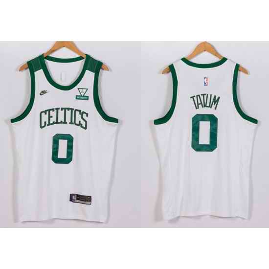 Men Boston Celtics Jayson Tatum #0 White 2021 2022 City Edition Nike Stitched Jersey->nba shorts->NBA Jersey