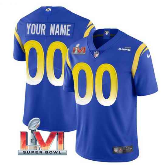 Men Women Youth Los Angeles Rams ACTIVE PLAYER Custom 2022 Royal Super Bowl LVI Vapor Limited Stitched Jersey->->Custom Jersey