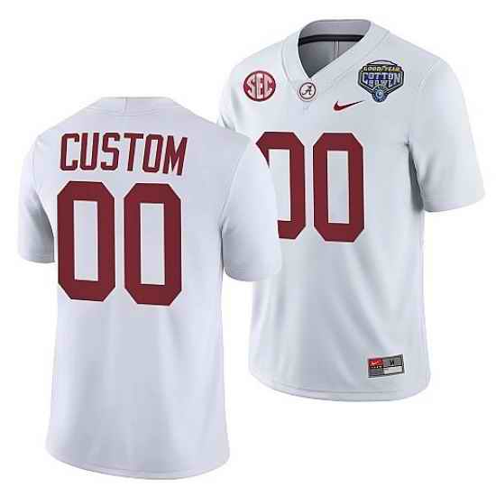 Alabama Crimson Tide Custom White 2021 Cotton Bowl College Football Playoff Jersey->->Custom Jersey