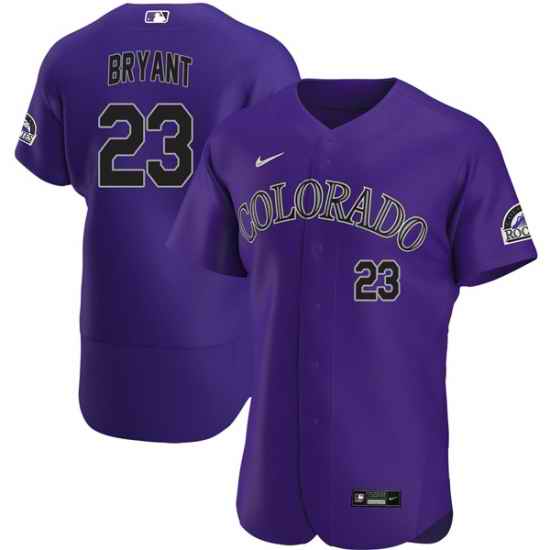 Men Nike Colorado Rockies Kris Bryant #23 Black Purple Stitched Baseball Jersey->women mlb jersey->Women Jersey