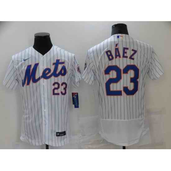 Men's Nike New York Mets #23 Javier B??ez White Elite Authentic Baseball Jersey->new york mets->MLB Jersey