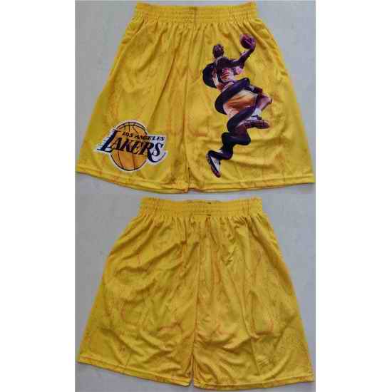 Men Los Angeles Lakers Gold Shorts->nba shorts->NBA Jersey