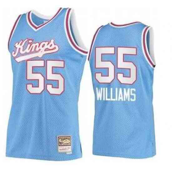 Men Sacramento Kings #55 Jason Williams M&N Hardwood Classic Light Blue Jersey->sacramento kings->NBA Jersey