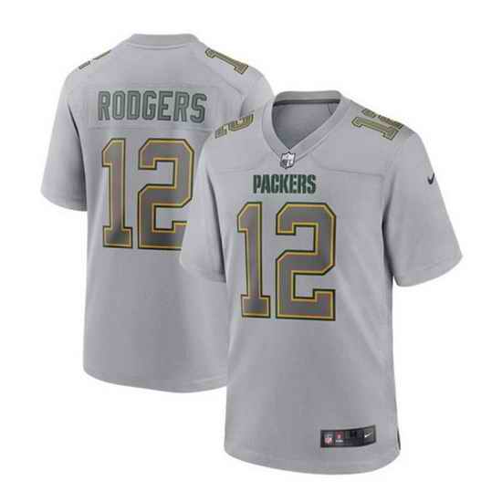 Men Green Bay Packers #12 Aaron Rodgers Gray Atmosphere Fashion Stitched Game Jersey->detroit lions->NFL Jersey