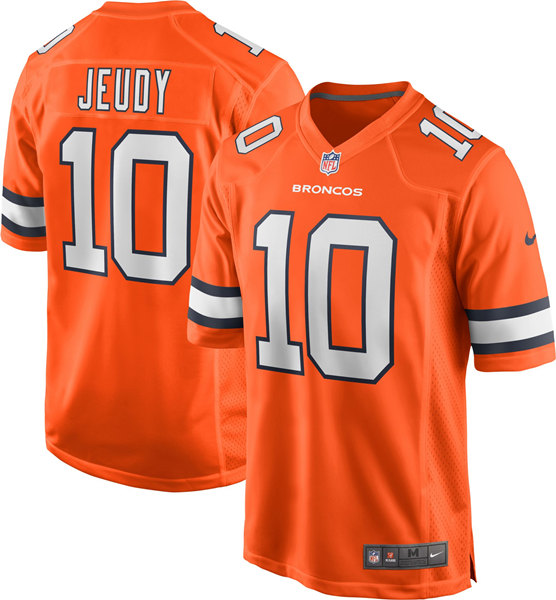 Men's Denver Broncos #10 Jerry Jeudy Orange Game Stitched Jersey->denver broncos->NFL Jersey
