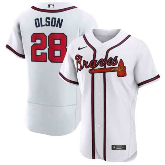 Men's Atlanta Braves #28 Matt Olson White Nike Flexbase Jersey->chicago white sox->MLB Jersey