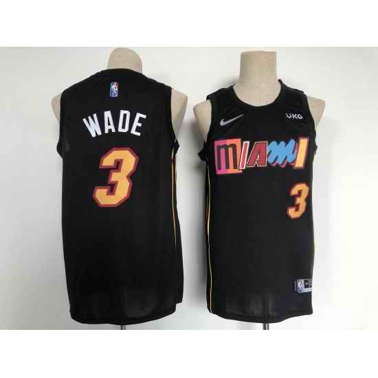 Men's Miami Heat #3 Dwyane Wade Black City Player Jersey->new york knicks->NBA Jersey