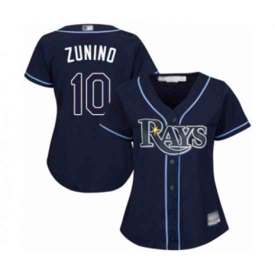 Women's Tampa Bay Rays #10 Mike Zunino Authentic Navy Blue Alternate Cool Base Baseball Player Jersey->women mlb jersey->Women Jersey