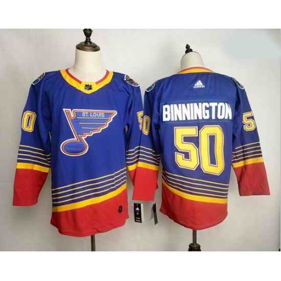 Blues #50 Jordan Binnington Blue Adidas Jersey->st.louis blues->NHL Jersey