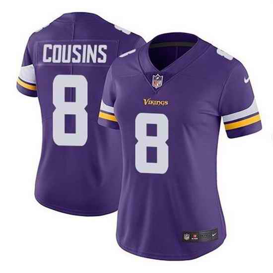 Women Minnesota Vikings #8 Kirk Cousins Purple Vapor Untouchable Limited Stitched NFL Jersey->women nfl jersey->Women Jersey