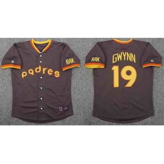 women San Diego Padres #19 Tony Gwynn Brown Throwback MLB Jersey->atlanta braves->MLB Jersey