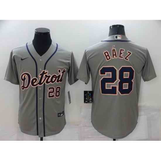 Men Detroit Tigers #28 Javier B E1ez Grey Cool Base Stitched jersey->detroit tigers->MLB Jersey