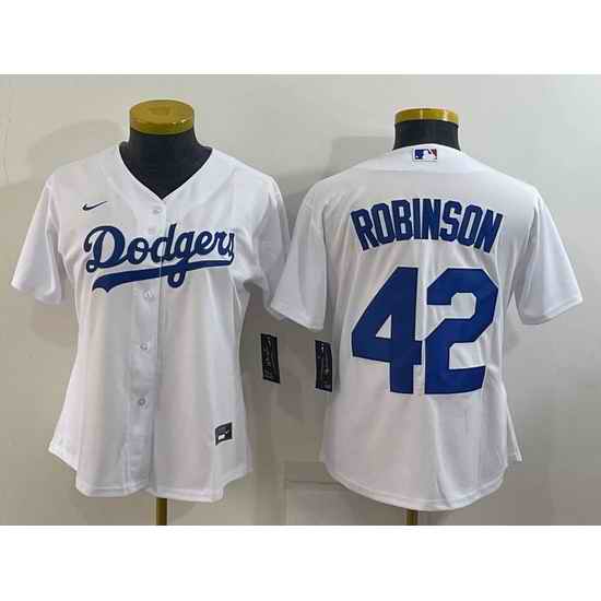 Women's Los Angeles Dodgers #42 Jackie Robinson White Stitched MLB Cool Base Nike Jersey->women mlb jersey->Women Jersey