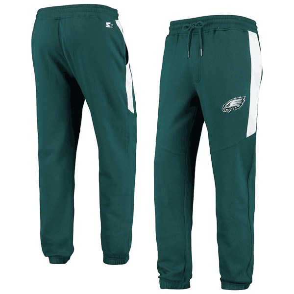 Men's Philadelphia Eagles Starter Green/White Goal Post Fleece Pants->philadelphia eagles->NFL Jersey