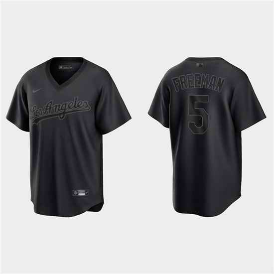 Men Los Angeles Dodgers #5 Freddie Freeman Black Pitch Black Fashion Replica Stitched Jersey->houston astros->MLB Jersey