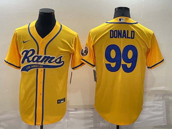 Men's Los Angeles Rams #99 Aaron Donald Yellow Cool Base Stitched Baseball Jersey->los angeles chargers->NFL Jersey