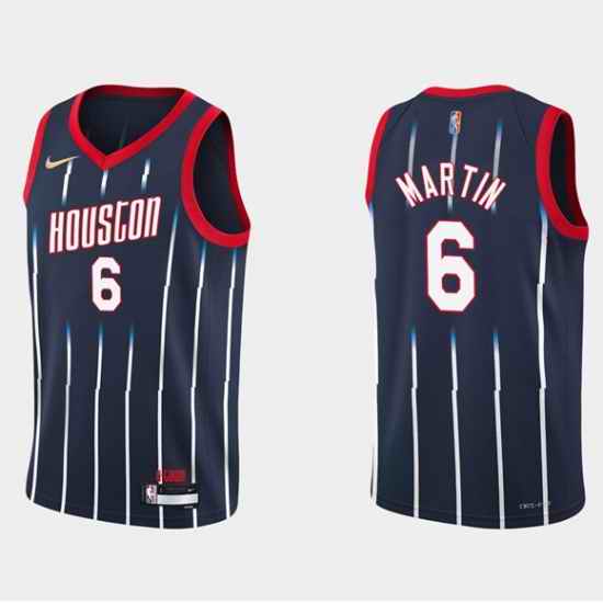 Men Houston Rockets #6 Kenyon Martin Jr  2021 22 City Edition 75th Anniversary Navy Stitched Basketball Jersey->houston rockets->NBA Jersey